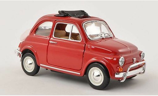 Fiat 500 L 1/24 Burago rot geoffnetes Faltdach 1968 modellautos