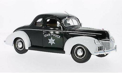 Ford Deluxe Police 1/18 Maisto State schwarz/weiss 1939 modellautos