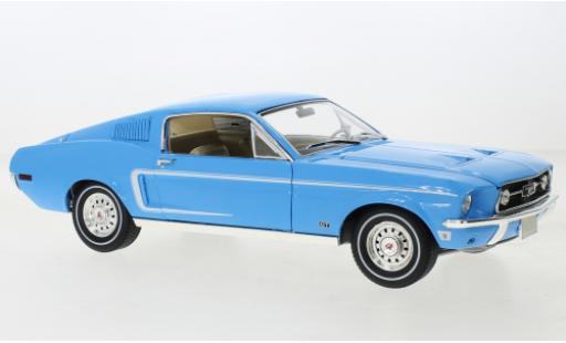 Modellautos Ford Mustang 1/18 Greenlight Fastback bleu clair 1968 Ford Mustang 1/18 Greenlight Fastback bleu clair 1968 modellautos