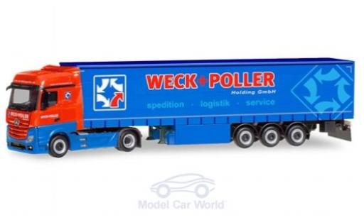 Mercedes Actros 1/87 Herpa Bigspace Weck + Poller Gardinenplanen-Sattelzug modellautos