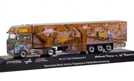 Mercedes Actros 1/87 Herpa Gigaspace Der Goldrausch Kühlkoffer-Sattelzug Weltgeschichte Nr. 2.1 modellautos