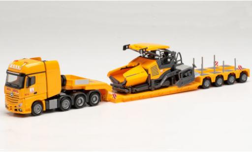 Mercedes Actros 1/87 Herpa SLT Max Bögl Tiefladesattelzug mit Vögele Deckenfertiger 1900i modellautos