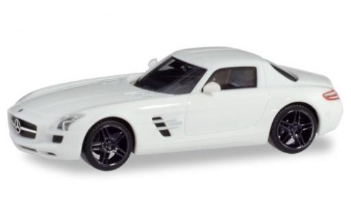 Modellautos Mercedes SLS 1/87 Herpa AMG (C197) weiss avec noire jantes Mercedes SLS 1/87 Herpa AMG (C197) weiss avec noire jantes modellautos