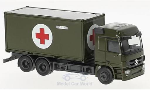 Mercedes Actros 1/87 Herpa L Bundeswehr 2008 Wechselkoffer-LKW mit Sanitätscontainer modellautos