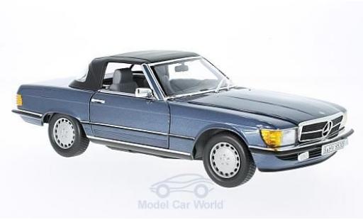 Mercedes 300 SL 1/18 Norev SL (R107) mettalic blau 1985 modellautos