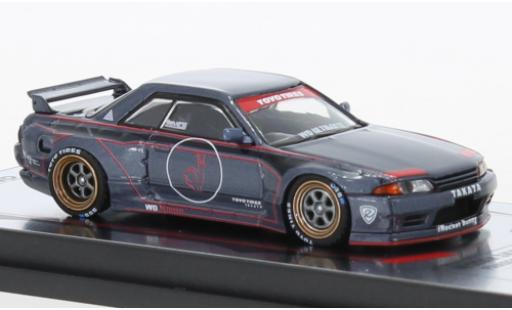 Nissan Skyline 1/64 INNO64 GT-R (R32) Pandem metallise grau/Dekor RHD modellautos