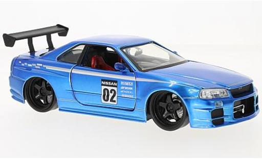 Modellautos Nissan Skyline 1/24 Jada Toys GT-R (R34) mettalic blau RHD 2002 Nissan Skyline 1/24 Jada Toys GT-R (R34) mettalic blau RHD 2002 modellautos