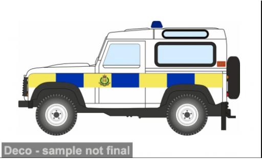 Modellautos Land Rover Defender 90 weiss Royal Military Police 1/76 Oxford
