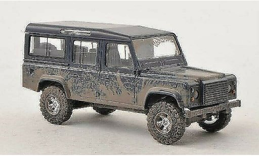 Land Rover Defender Base 1/87 Busch blau mit Schlammspuren modellautos