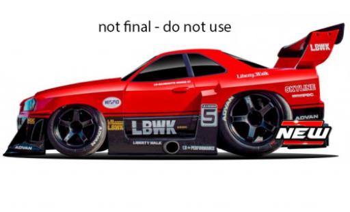 Nissan Skyline 1/64 Maisto GT-R (R34) Liberty Walk rot/schwarz 1999 modellautos