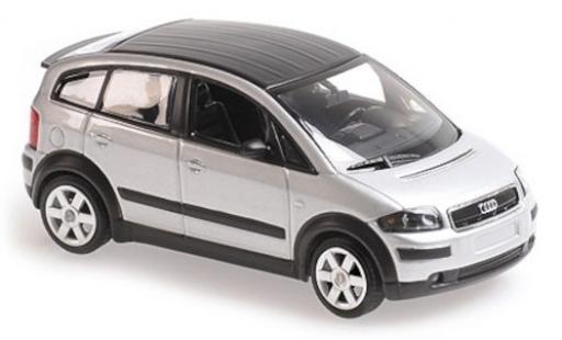 Audi A2 1/43 Maxichamps silber/matt-schwarz 2000 modellautos