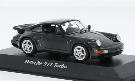 Porsche 964 Turbo 1/43 Maxichamps 911  metallise noire 1990 modellautos