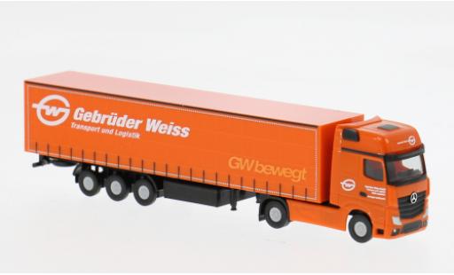 Mercedes Actros 1/87 Herpa Gigaspace Gardinenplanen-Sattelzug Gebr&uuml;der Weiss (A) 1:87 modellautos