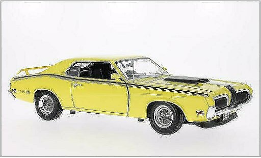 Mercury Cougar Eliminator 1/18 Welly gelb/matt-schwarz 1970 modellautos