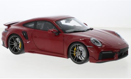 Porsche 992 Turbo s 1/18 Minichamps 911  Turbo S Sport Design rouge 2021 modellautos