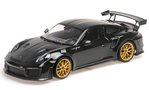 Porsche 991 GT2 RS 1/18 Minichamps 911 GT2 RS (.2) grün/carbon 2018 avec Weissach Paket et doré Magnesium jantes modellautos