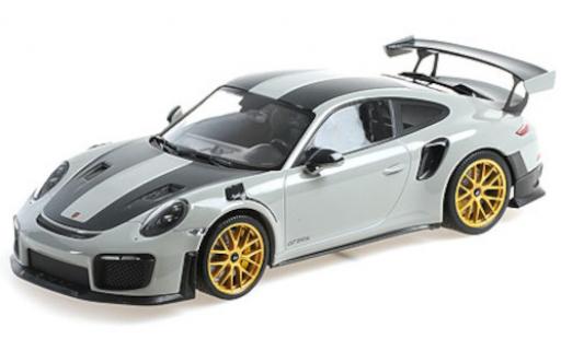 Porsche 991 GT2 RS 1/18 Minichamps 911 GT2 RS (.2) grau/carbon 2018 mit Weissach Paket und goldenen Magnesium Felgen modellautos