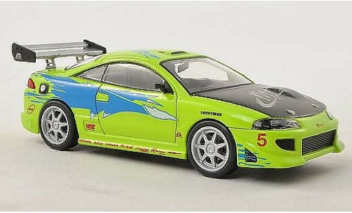Mitsubishi Eclipse Base 1/43 Greenlight Tuning gr&Atilde;&frac14;n mit Dekor Fast & Furious 1995 modellautos