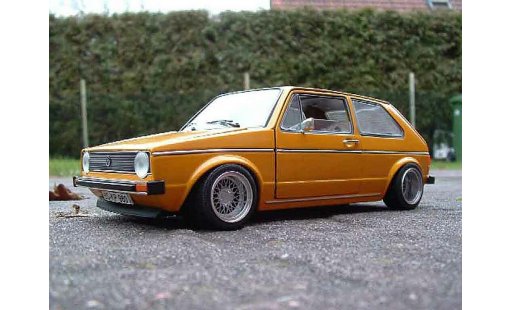 Volkswagen Golf GTI 1/18 Solido jantes BBS tuning orange modellautos