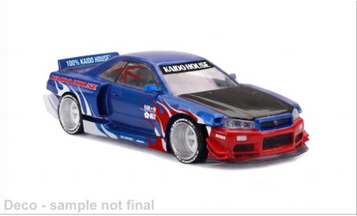 Modellautos Nissan Skyline GT-R (R34) Kaido House Flames V1 blau/rot 1991 1/64 Mini GT