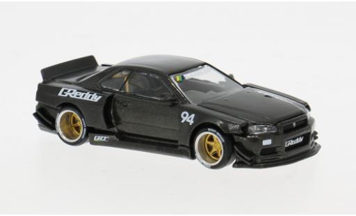 Modellautos Nissan Skyline GT-R (R34) Kaido Works GReddy V2 grau 1999 1/64 Mini GT
