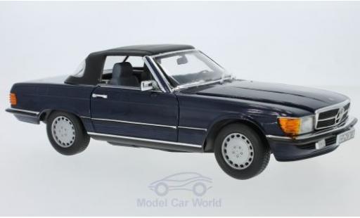 Mercedes 300 SL 1/18 Norev SL (R 107) mettalic blau 1986 Verdeck liegt ein modellautos