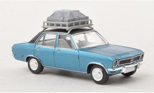 Opel Ascona A Base 1/87 Brekina blau/matt-schwarz mit Dachgepack modellautos