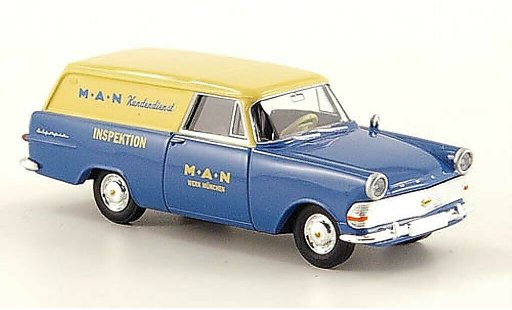 Opel Rekord P2 1/87 Brekina Kasten MAN Kundendienst modellautos
