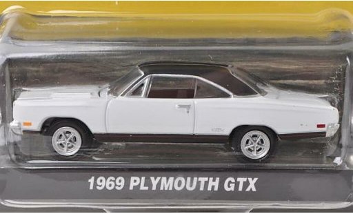 Plymouth GTX 1969 1/64 Greenlight weiss/matt-schwarz modellautos