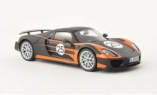 Porsche 918 Weissach Package 1/43 Spark Spyder mit -Paket No.25 mattschwarz/orange 2013 modellautos
