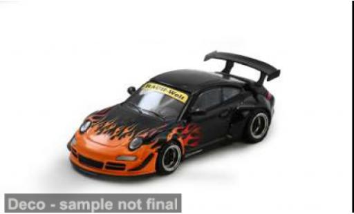 Porsche 997 RWB 1/64 INNO64 schwarz/orange 1:64 modellautos