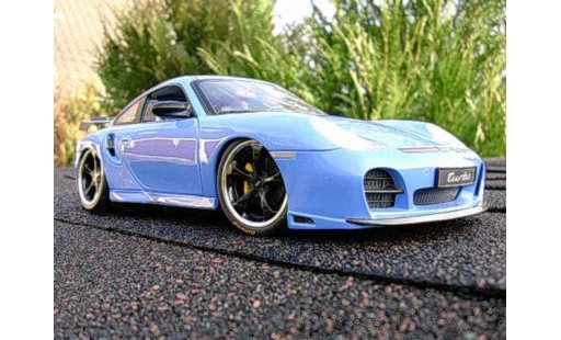 Porsche 911 Turbo 1/18 Hotworks techart blau modellautos