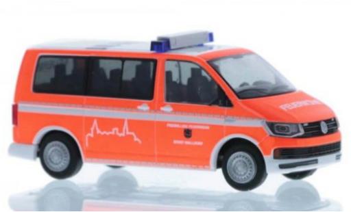 Volkswagen T6 1/87 Rietze Feuerwehr Walldorf court- empattement modellautos