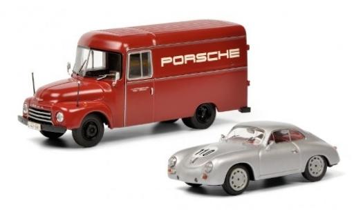 Modellautos Opel Blitz 1/43 Schuco Kasten Porsche Rennsport avec Porsche 356 Rennfahrzeug Opel Blitz 1/43 Schuco Kasten Porsche Rennsport avec Porsche 356 Rennfahrzeug modellautos