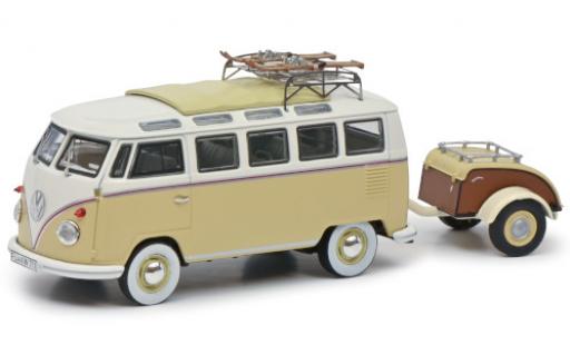Modellautos Volkswagen T1 1/43 Schuco Samba beige/weiss Wintersport mit Westfalia Anhänger und Dachgepäckträger Volkswagen T1 1/43 Schuco Samba beige/weiss Wintersport mit Westfalia Anhänger und Dachgepäckträger modellautos