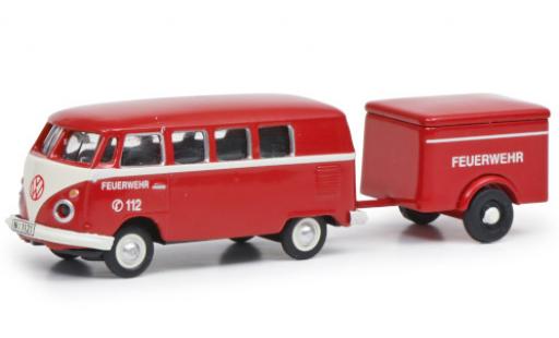 Modellautos Volkswagen T1 1/87 Schuco c Bus Feuerwehr mit Anhänger Volkswagen T1 1/87 Schuco c Bus Feuerwehr mit Anhänger modellautos