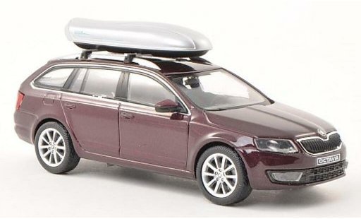 Skoda Octavia Combi 1/43 Abrex III rot mit Dachbox modellautos