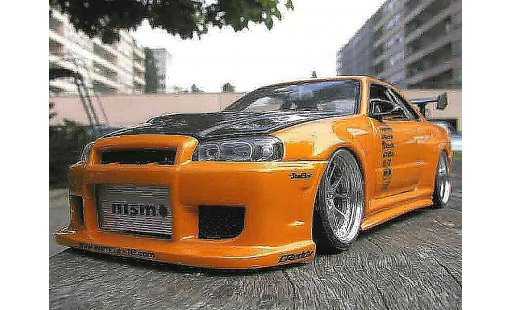 Nissan Skyline R34 1/18 Autoart gt aileron et capot carbone r modellautos