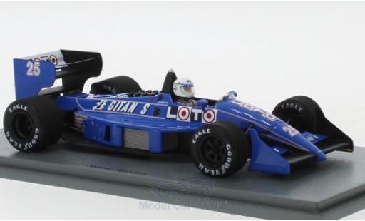 Modellautos Ligier JS3 1/43 Spark 1 No.25 Gitanes Formel 1 GP Monaco 1988 mit Decals R.Arnoux Ligier JS3 1/43 Spark 1 No.25 Gitanes Formel 1 GP Monaco 1988 mit Decals R.Arnoux modellautos