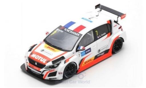 Peugeot 308 1/43 Spark TCR No.7 DG Sport Competition Race WTCR Macau Guia Race 2018 A.Comte modellautos