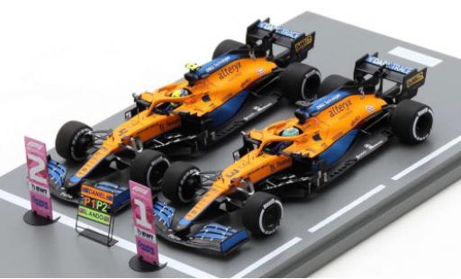 McLaren F1 1/43 Spark 2er Set: MCL35M No.3 + 4 Team Formel 1 GP Italien 2021 modellautos
