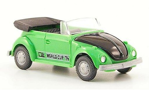 Volkswagen Kafer Cabriolet 1/87 Wiking World Cup Cabrio gr&Atilde;&frac14;n/schwarz 1974 modellautos