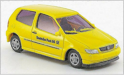 Volkswagen Polo Base 1/87 AWM gelb Deutsche Post 1995 modellautos