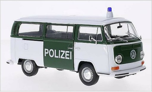 Volkswagen T2 B 1/24 Welly Bus weiss/gr&Atilde;&frac14;n Polizei 1972 modellautos