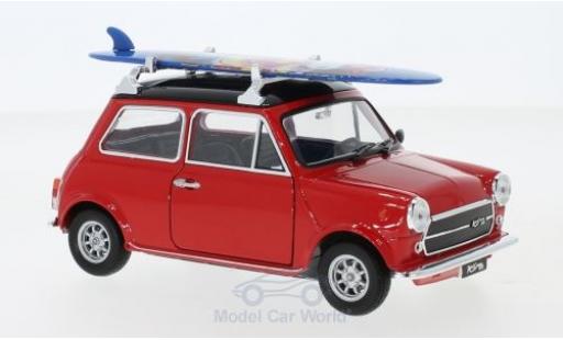 Mini Cooper 1/24 Welly 1300 rot/schwarz 1974 mit Surfboard modellautos
