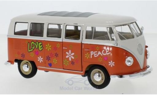 Modellautos Volkswagen T1 1/24 Welly Bus orange/weiss 1963 Flower Power Volkswagen T1 1/24 Welly Bus orange/weiss 1963 Flower Power modellautos